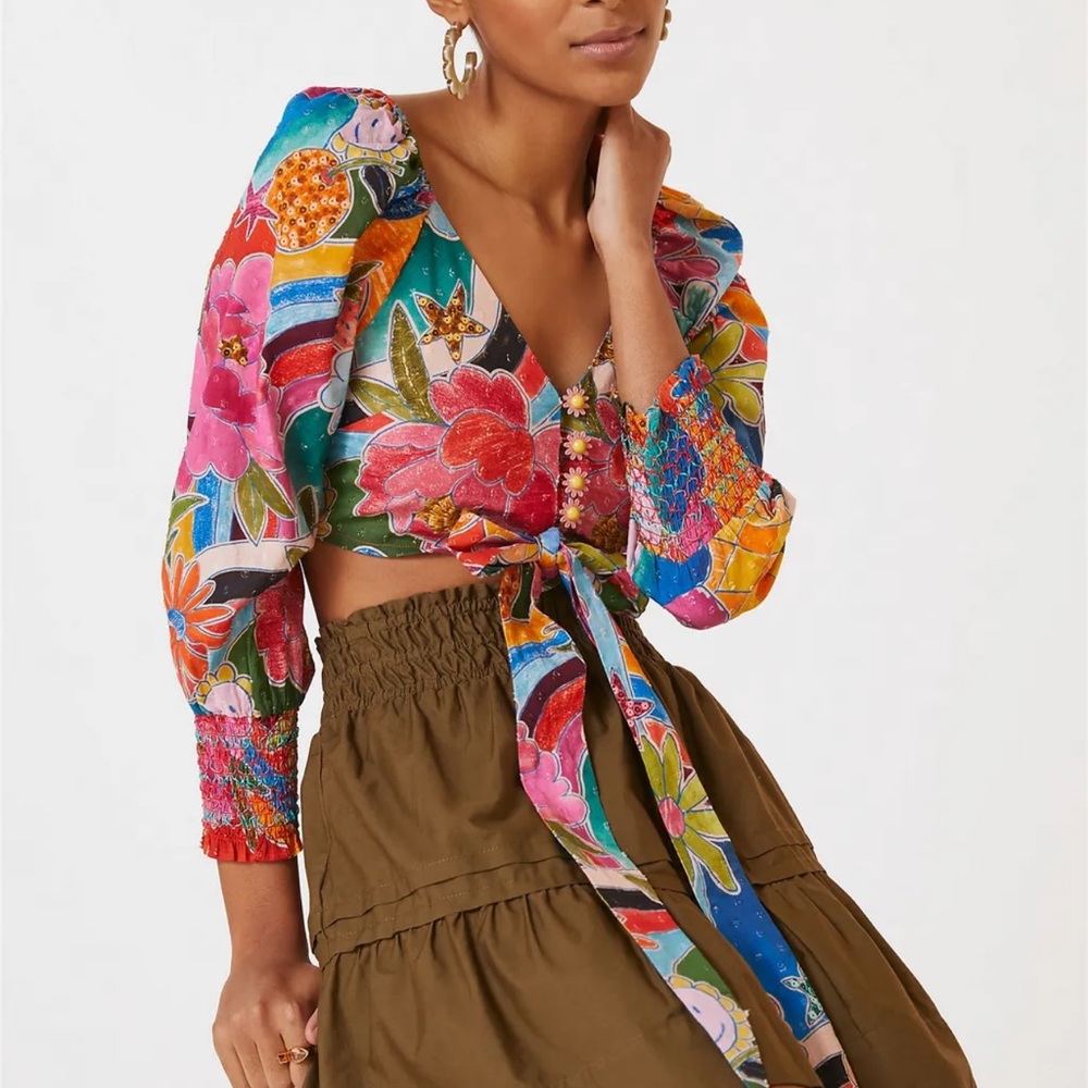 NWT Anthropologie Farm Rio tie waist crop top